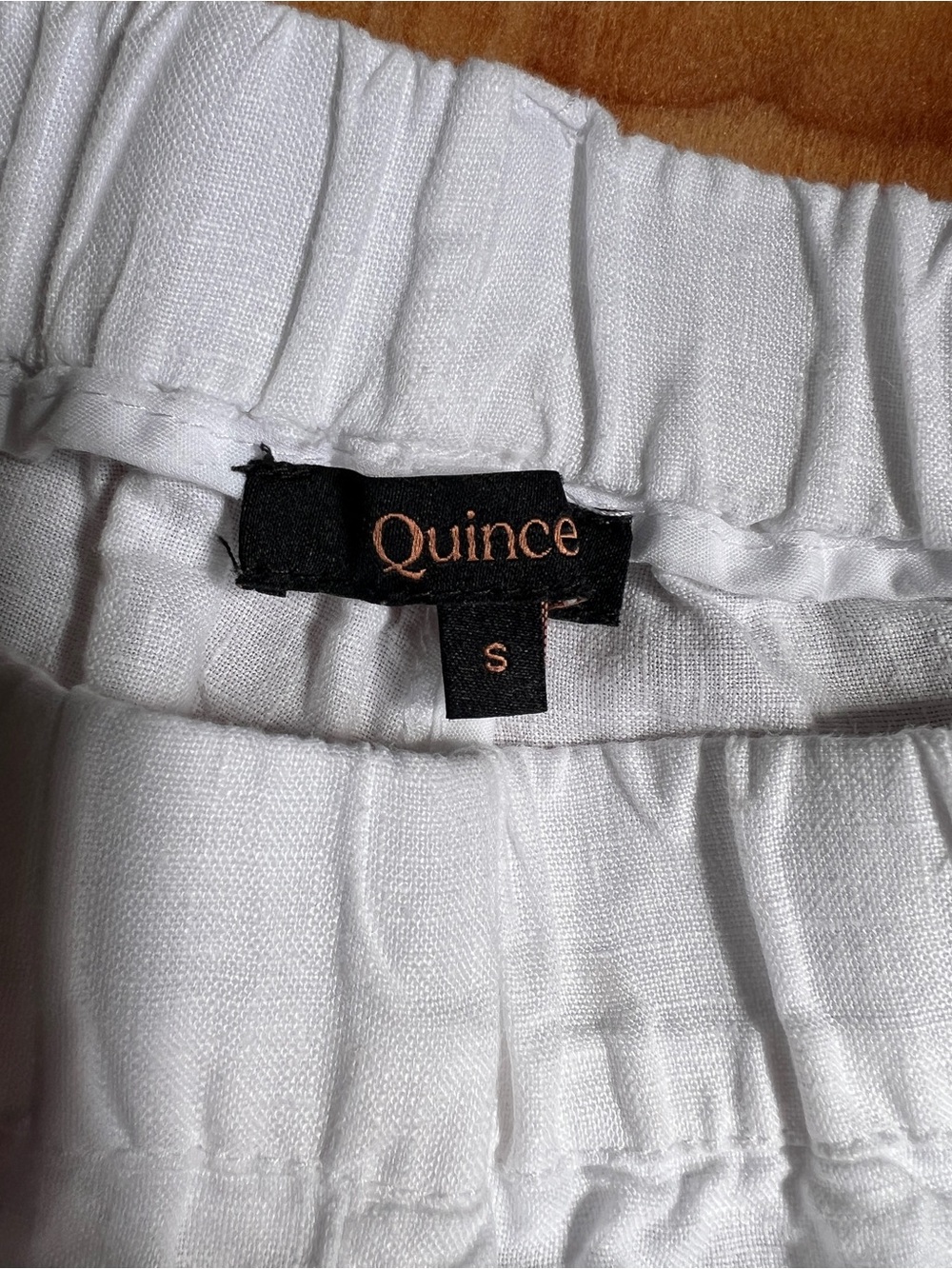 Quince White Elastic-Waist Pull-on Linen Trousers w Belt Loops - Picture 2 of 10